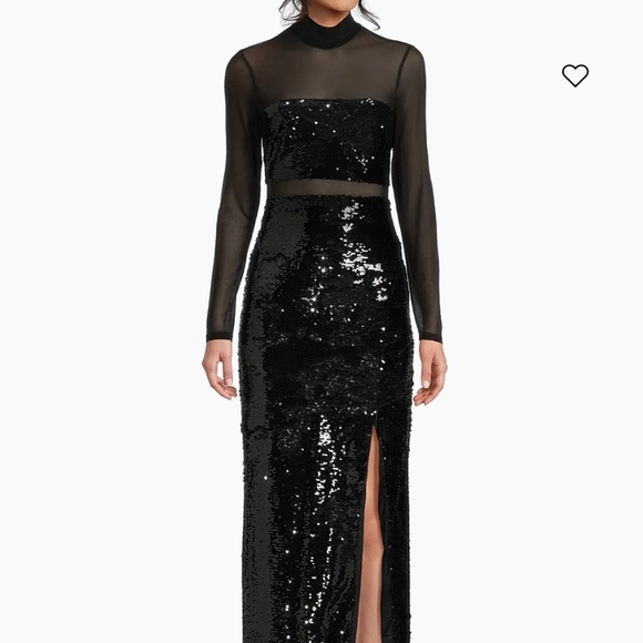 Black Sequin and Mesh Gown